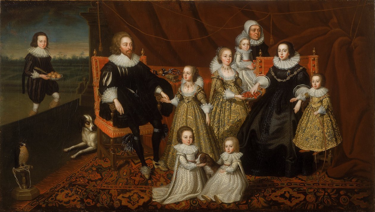 Porträt von Sir Thomas Lucy und seiner Familie von After Cornelius Johnson