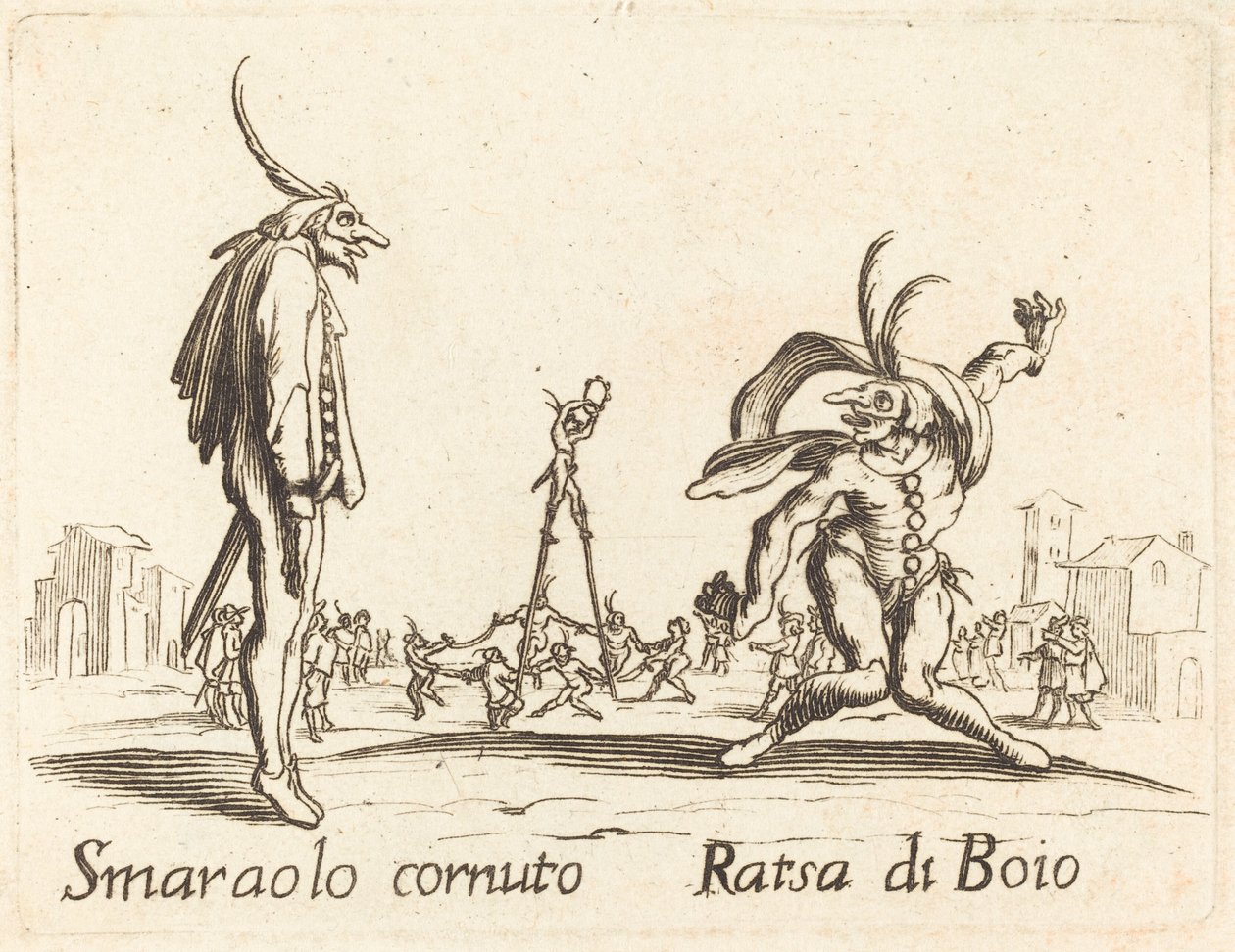 Smaralo Cornuto und Ratsa di Boio von After Jacques Callot