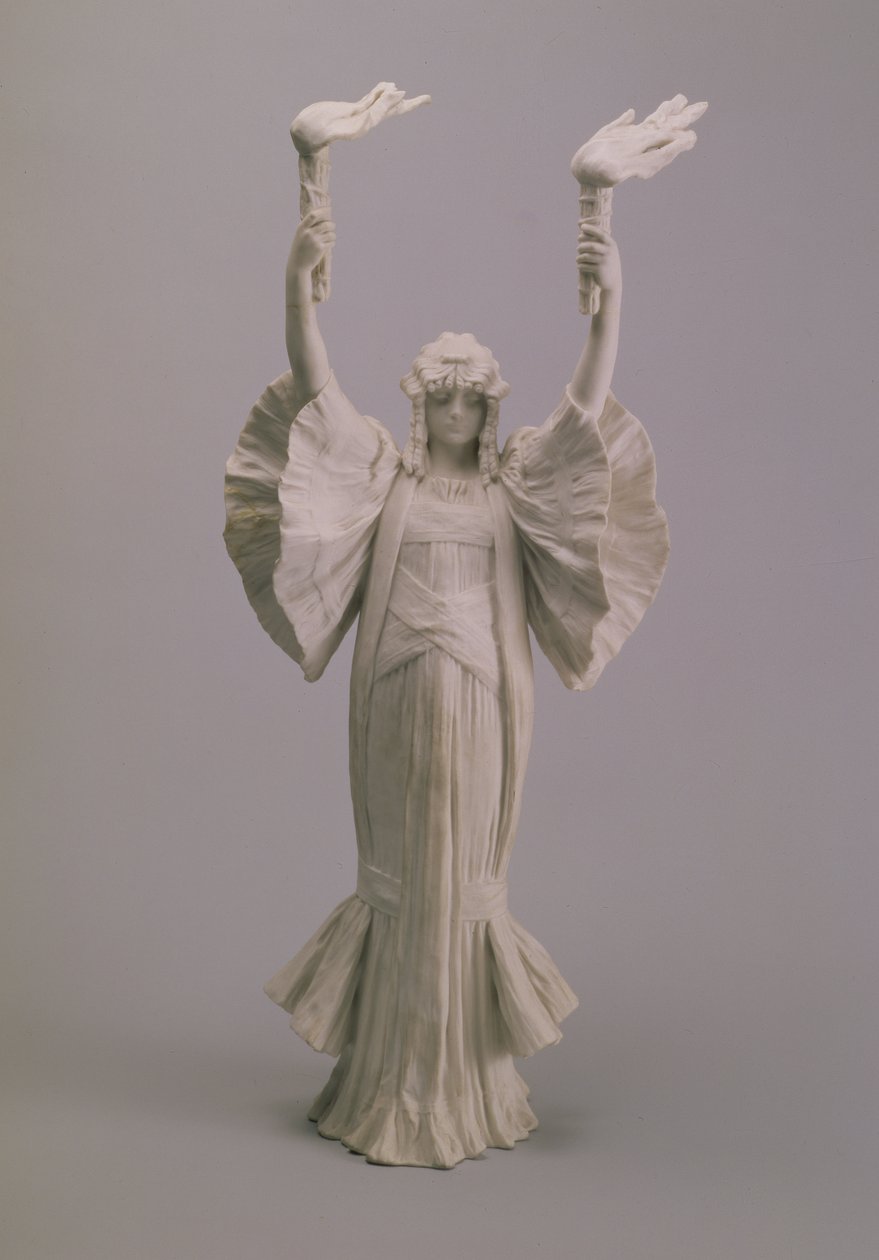 Tänzerin mit Fackeln von einem Tischmittelstück, Sevres, 1900 von Agathon Leonard