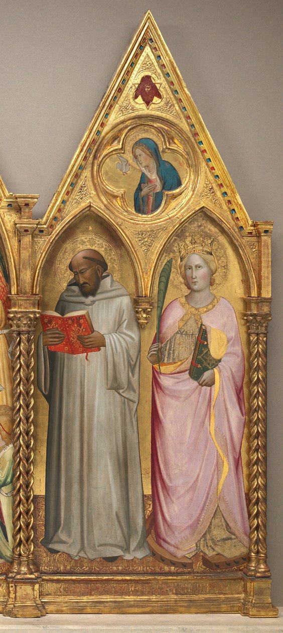 Heiliger Bernhard und Heilige Katharina von Alexandria mit der Verkündigung der Jungfrau [rechtes Panel] von Agnolo Gaddi