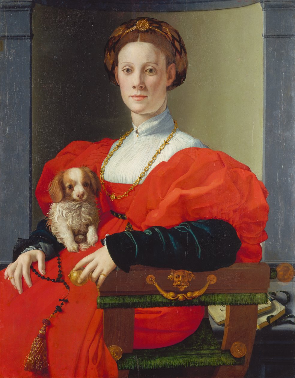 Porträt einer Dame in Rot, um 1533 von Agnolo di Cosimo Bronzino