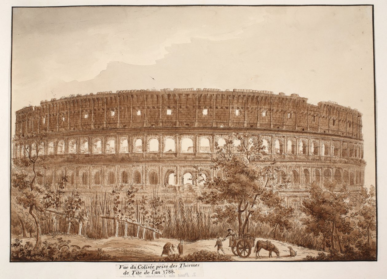 Ansicht des Kolosseums von den Bädern des Titus, im Jahr 1788, 1833 von Agostino Tofanelli