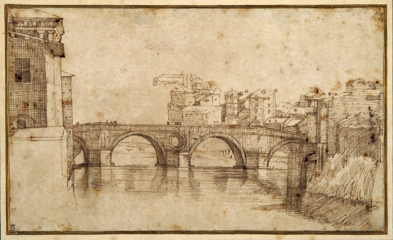 Die Isola Tiberiana, Rom von Agostino (attr. to) Carracci