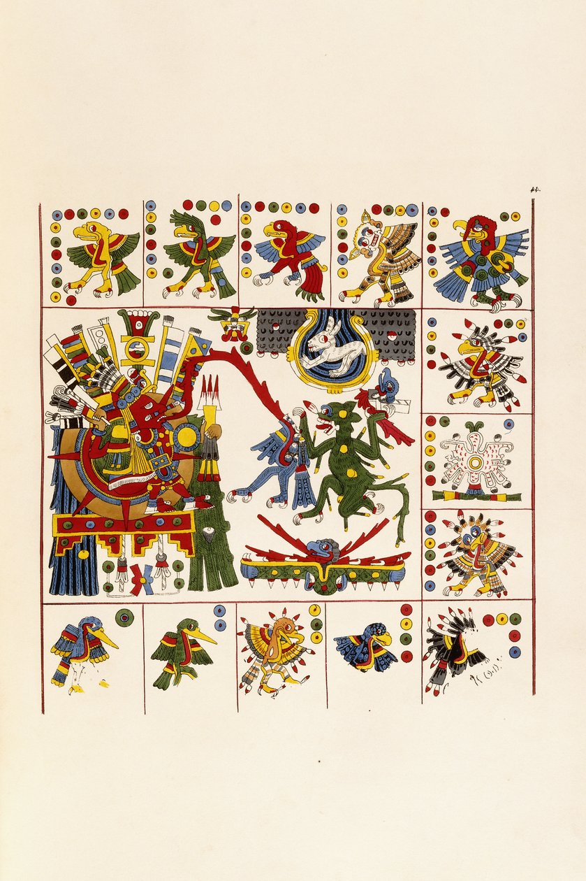Eine Seite aus dem Buch "Antiquities of Mexico: Comprising Facsimilies of Ancient Mexican Paintings and Hieroglyphics", ca. 1830-1848 von Agostino Aglio