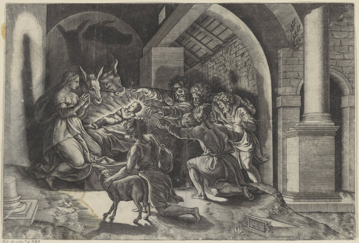 Anbetung durch die Hirten von Agostino Veneziano