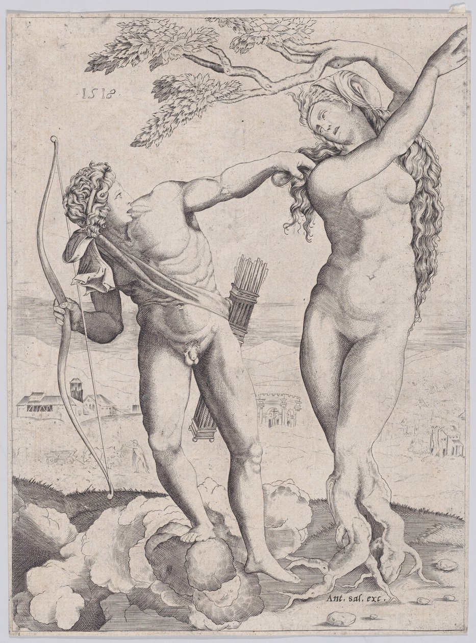 Apollo und Daphne, datiert 1518 von Agostino Veneziano