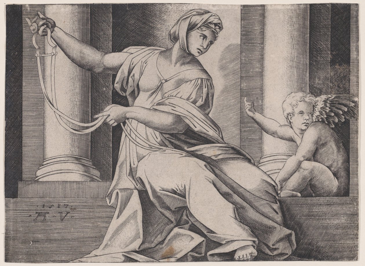 Mäßigkeit, datiert 1517 von Agostino Veneziano