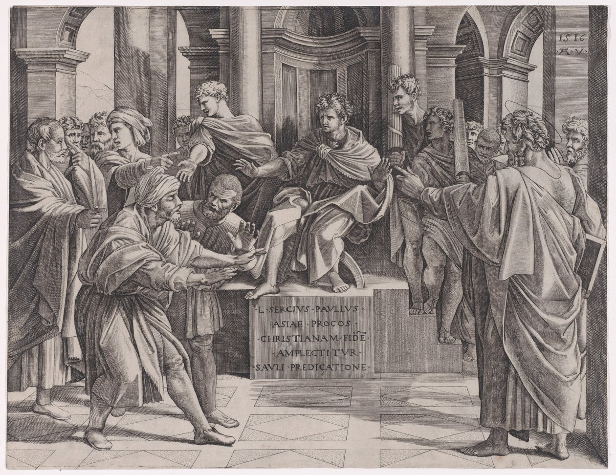 Die Blendung des Elymas von Agostino Veneziano