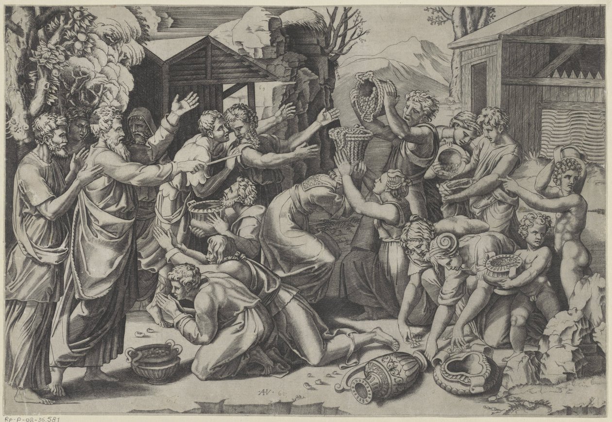Sammeln des Manna von Agostino Veneziano