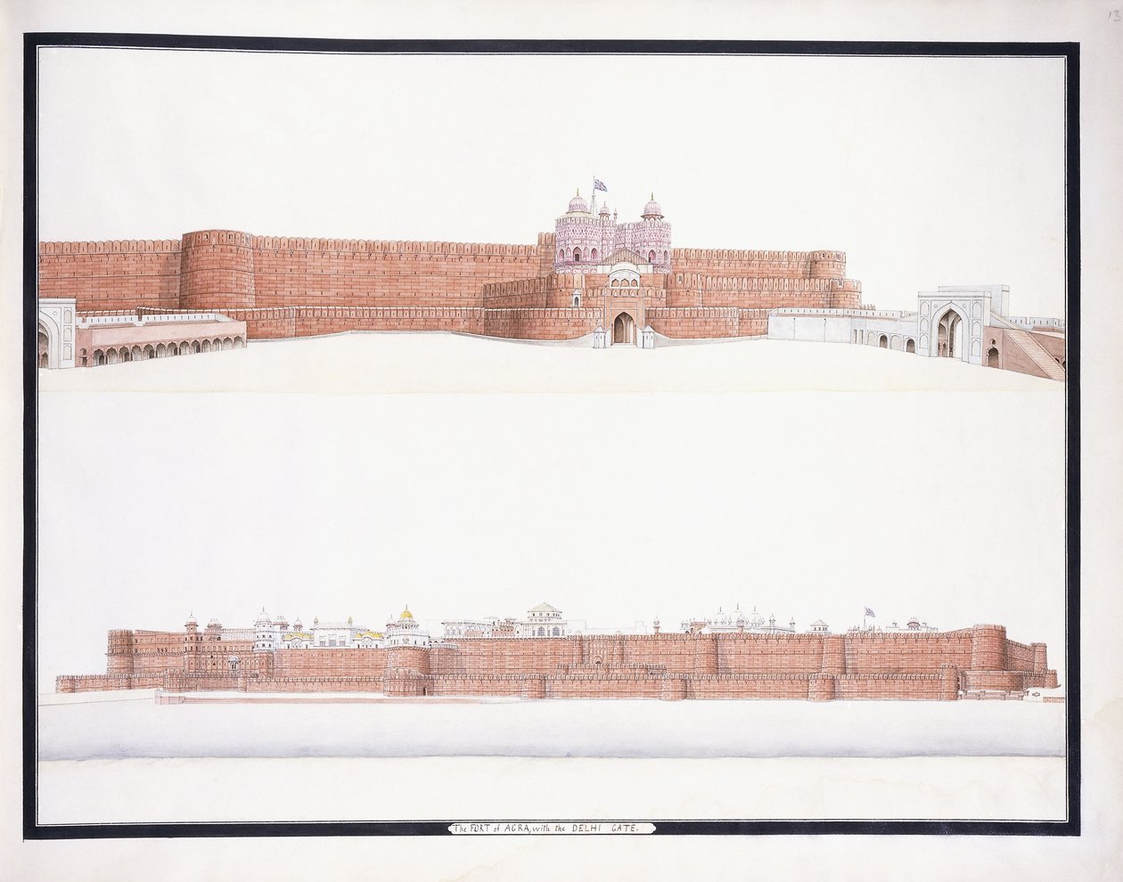 Das Fort von Agra mit dem Delhi-Tor, ca. 1815 von Agra School