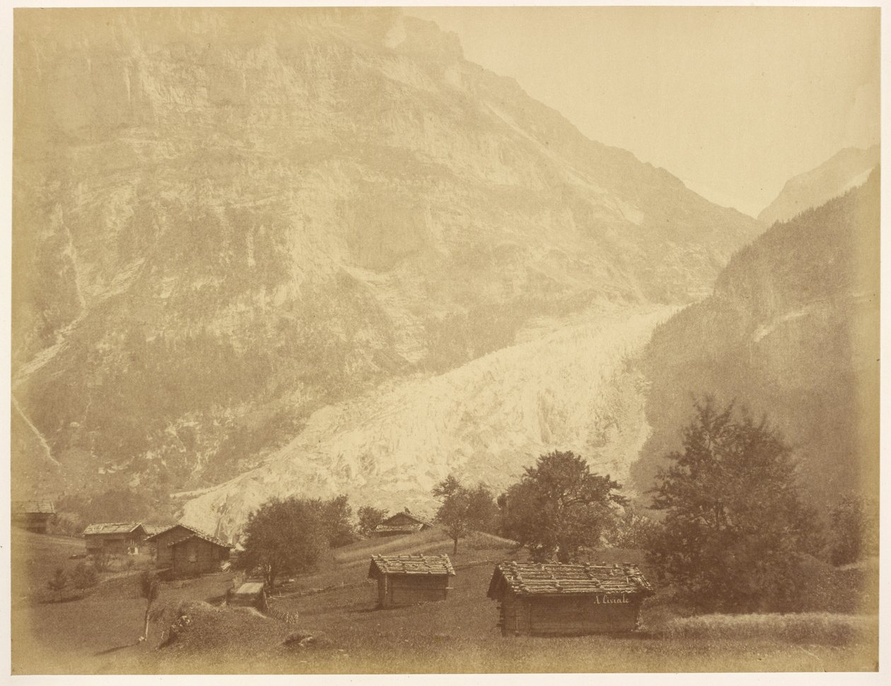 Unterer Grindelwaldgletscher und Straße zur Boenisseg am Mettenberg von Aimé Civiale