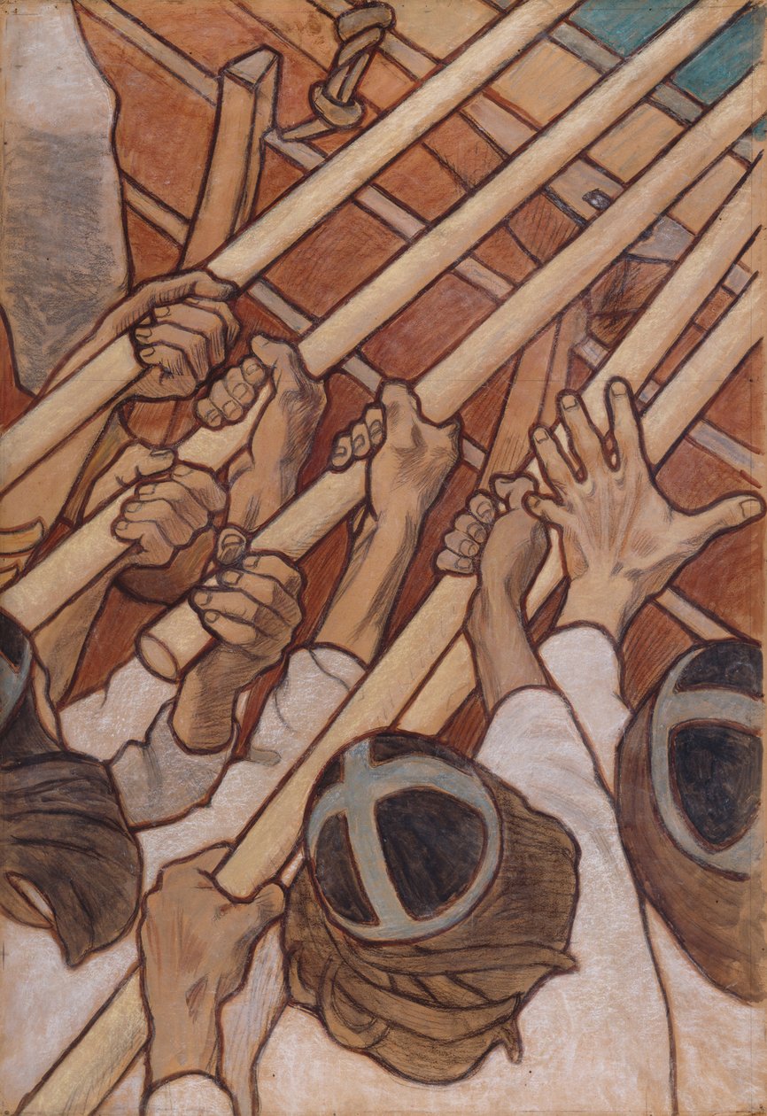 Die Verteidigung des Sampo, Skizze für die Kuppelfresken des finnischen Pavillons in Paris von Akseli Gallen-Kallela