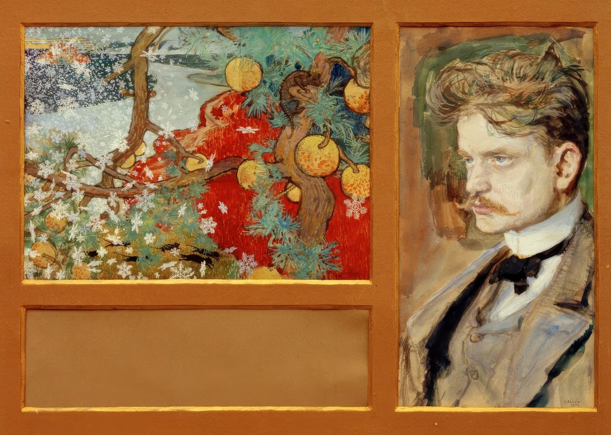 En Saga - Fantastische Landschaft mit Porträt Jean Sibelius von Akseli Valdemar Gallen Kallela