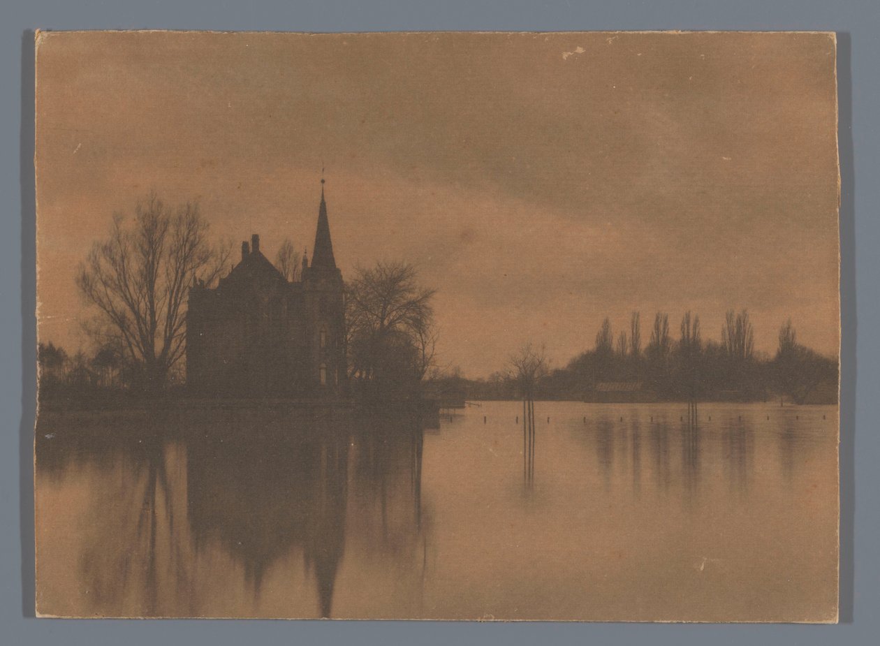 Ansicht eines Landhauses oder kleinen Schlosses am Wasser, Niederlande von Alb. Kapteijn (attributed to)