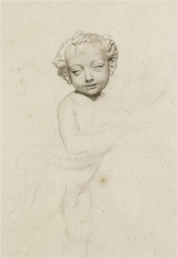 Zeichnung nach dem geflügelten Knaben von Andrea del Verrocchio von Albert Anker