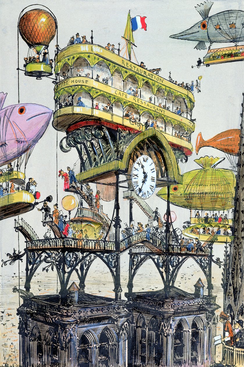 Zentrale Flugzeugstation an Notre-Dame (Paris), Illustration aus 