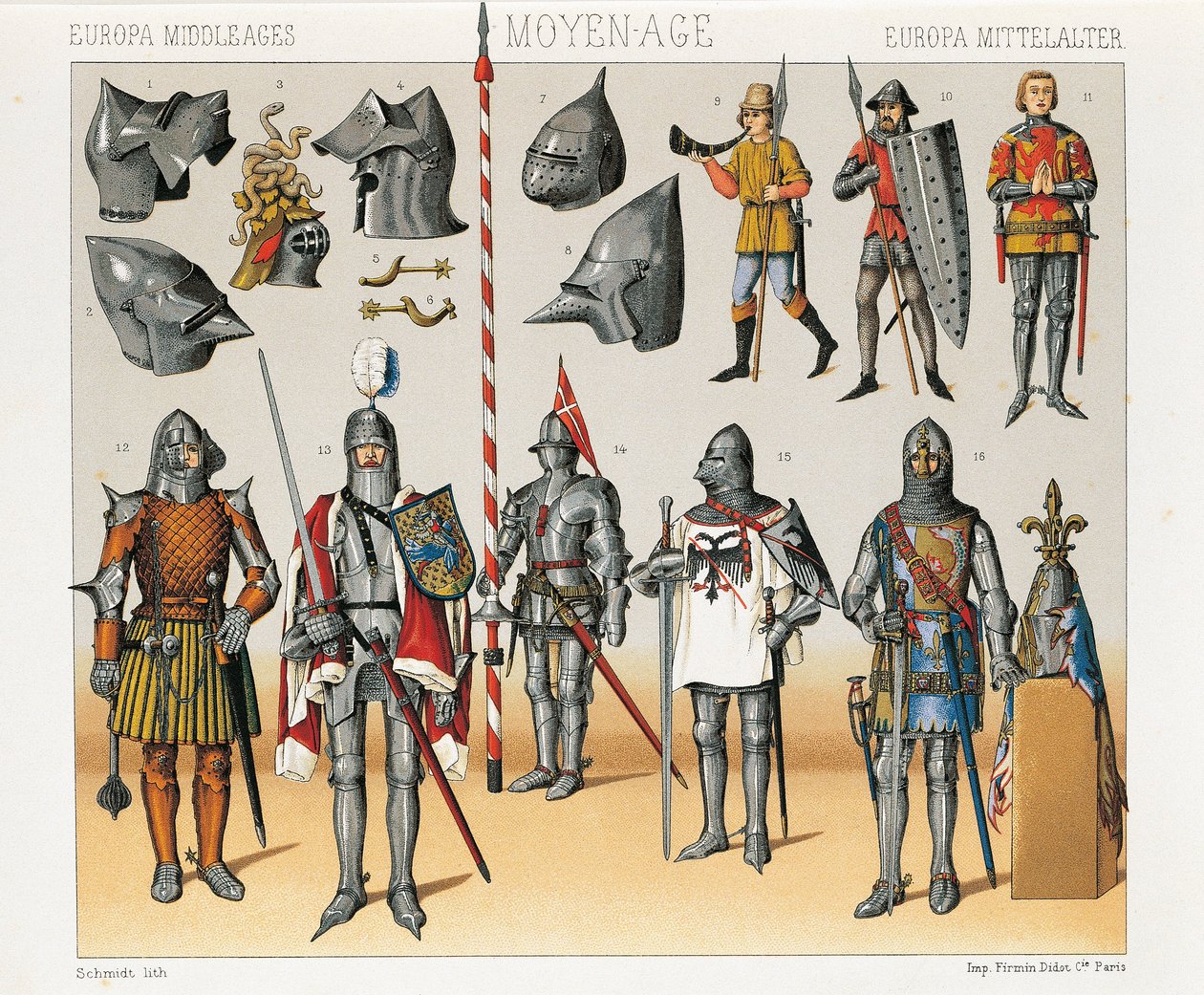 Illustration aus Auguste Racinets Historische Kostüme, Band IV von Albert Charles August Racinet