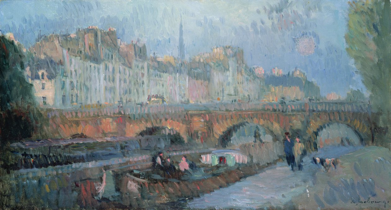 Die Pont Neuf und der Quai de la Monnaie, Paris von Albert Charles Lebourg