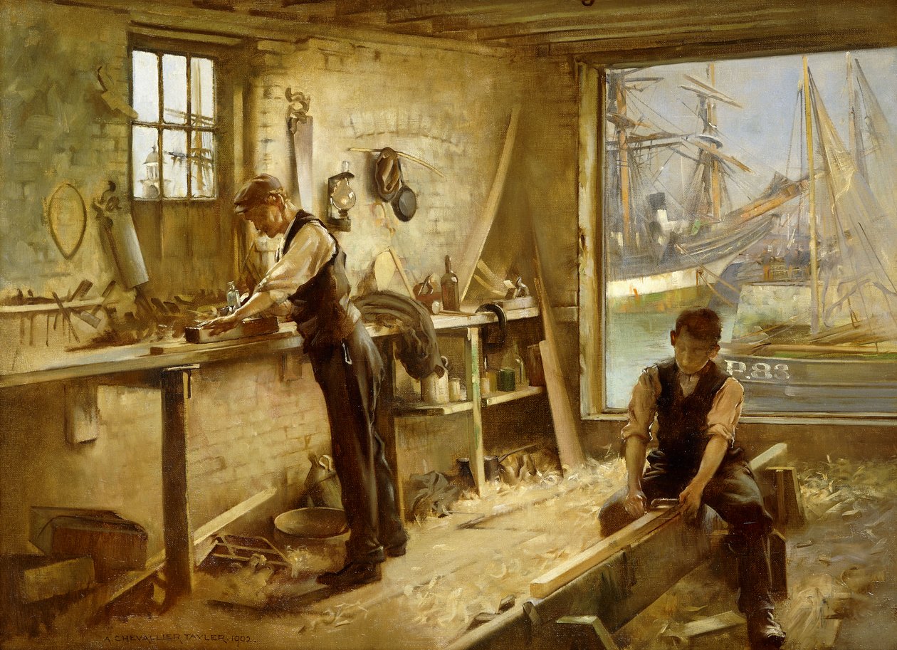 Die Werkstatt des Schiffbauers von Albert Chevallier Tayler