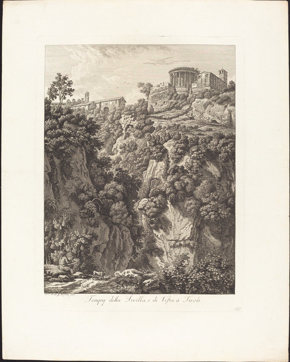 Tempel der Sibylle und Vesta in Tivoli von Albert Christoph Dies