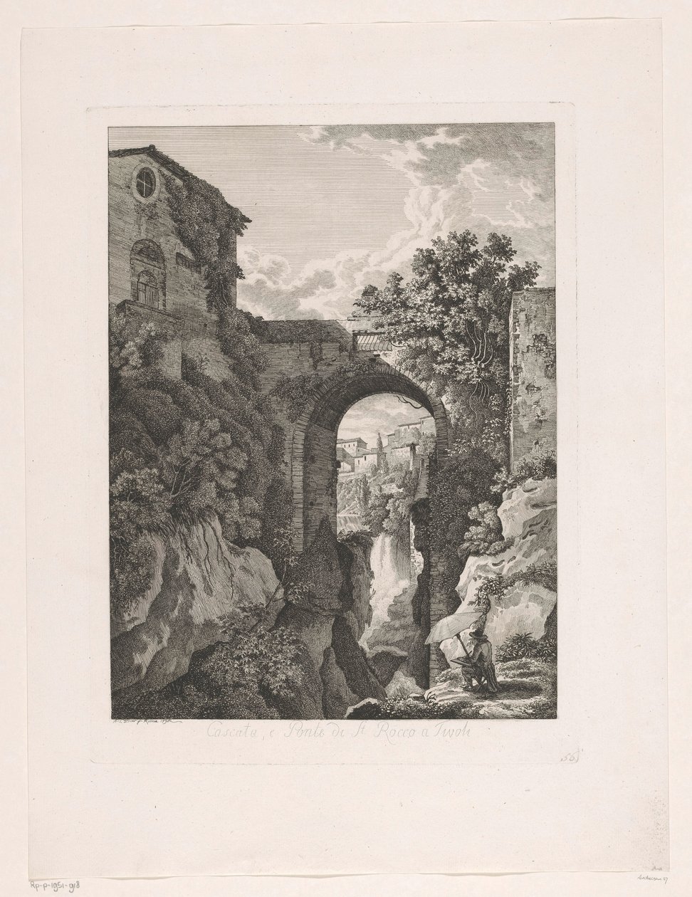 Wasserfall bei der San Rocco Brücke in Tivoli von Albert Christoph Dies