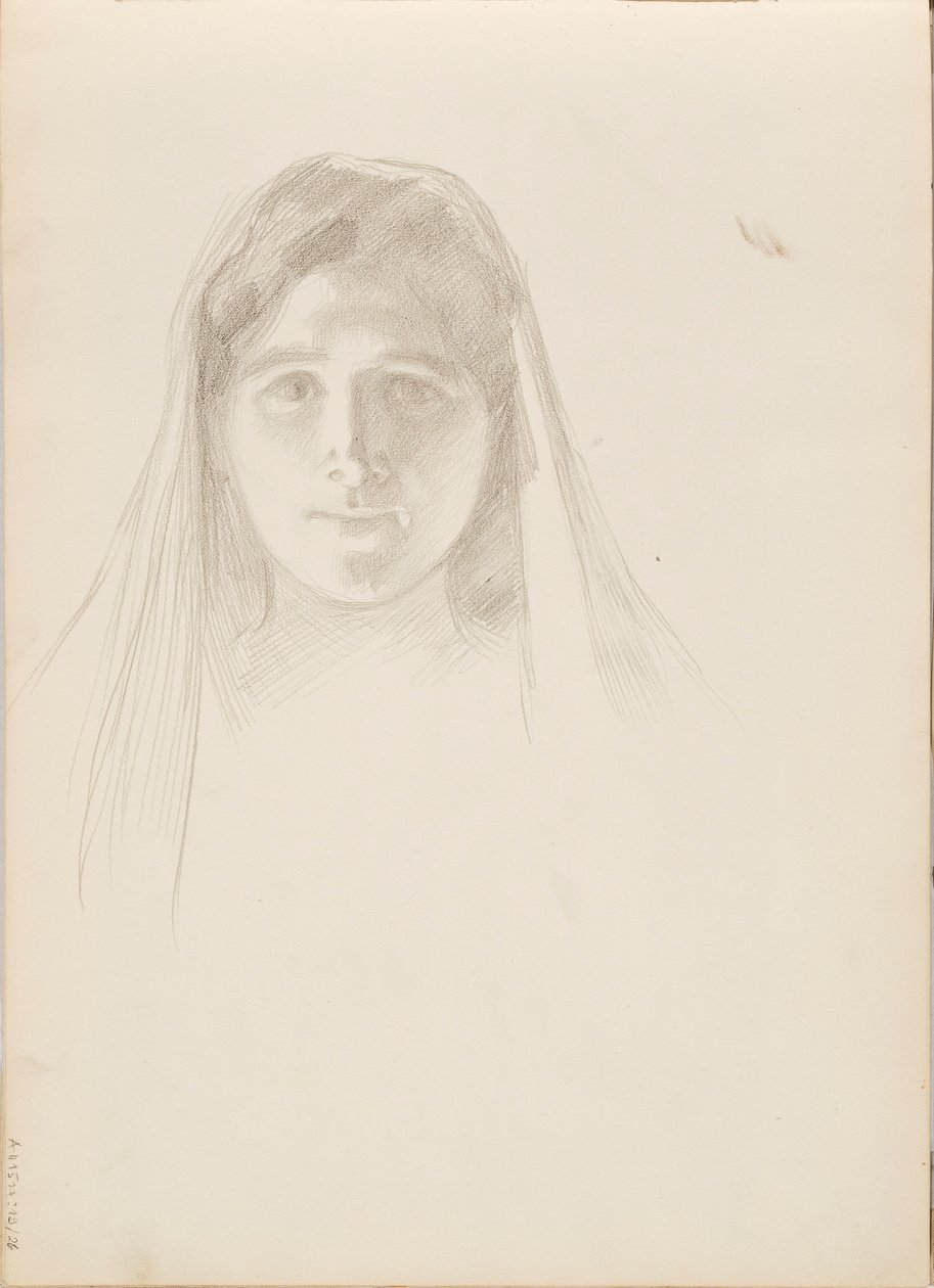 Aino Ackté als Alcestis, Skizze des Gesichts von Albert Edelfelt