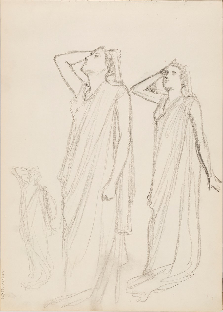Aino Ackté als Alcestis, drei Skizzen von Albert Edelfelt