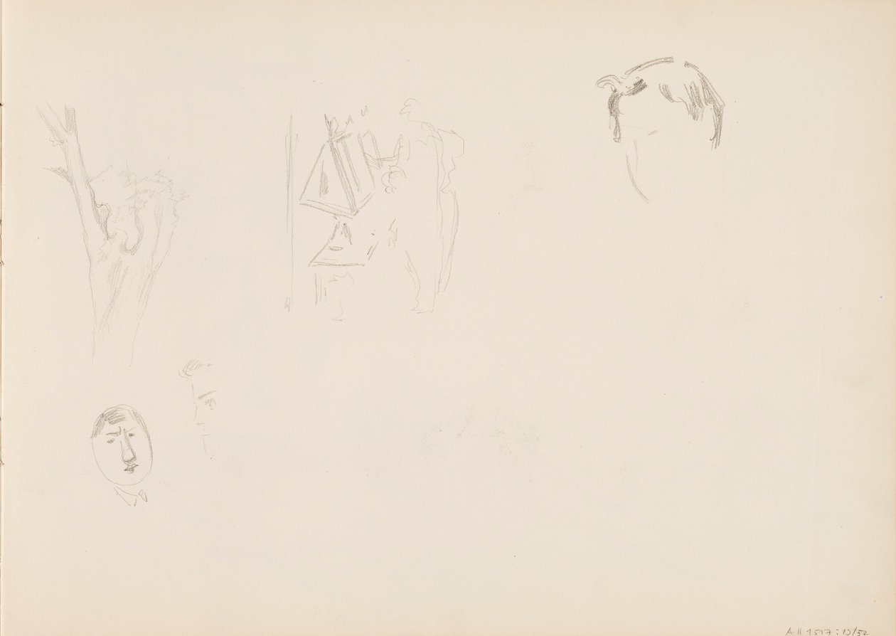 Gesichtsstudien, Baumstamm von Albert Edelfelt