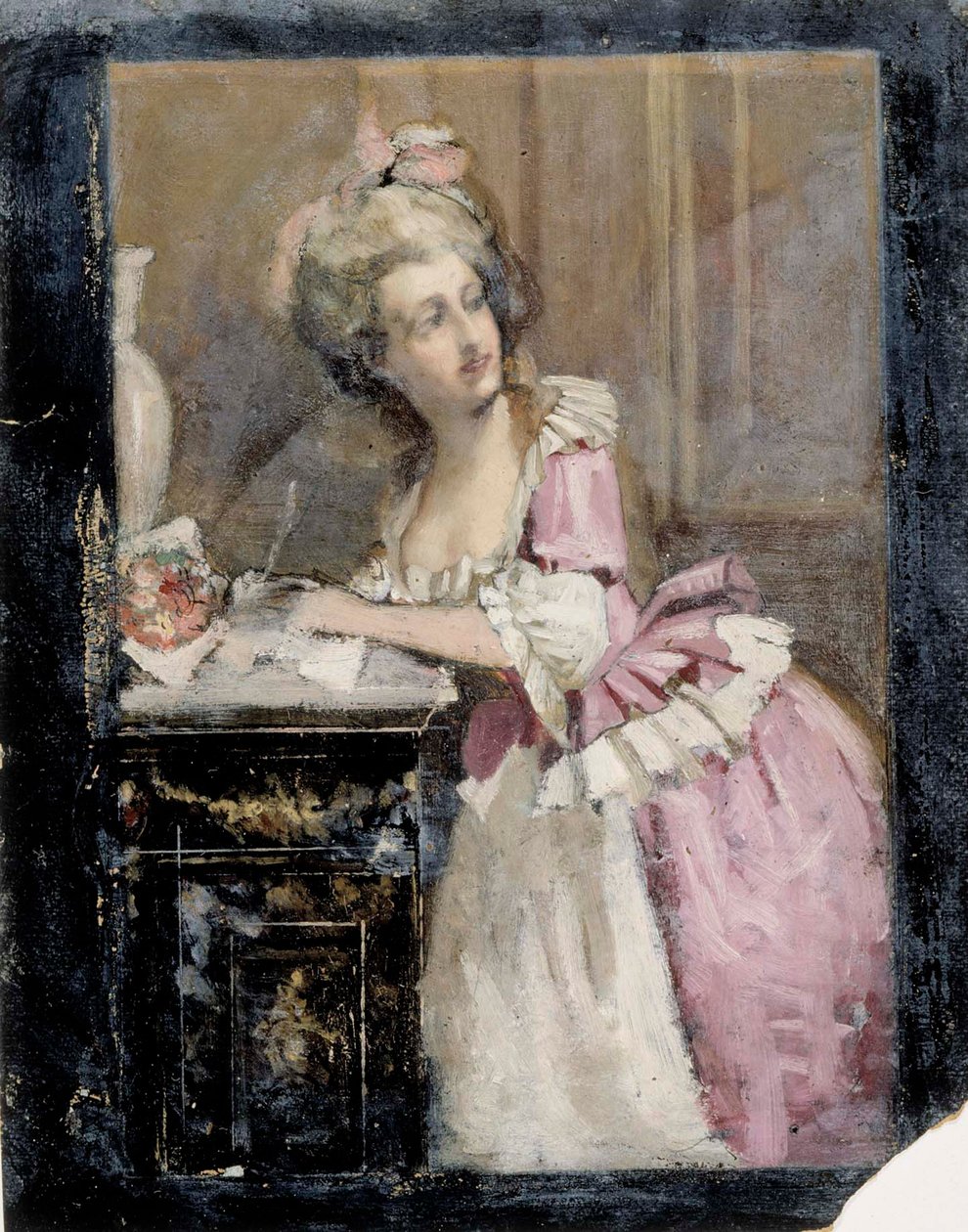 Dame beim Schreiben, Studie II für die Rokoko-Dame von Albert Edelfelt
