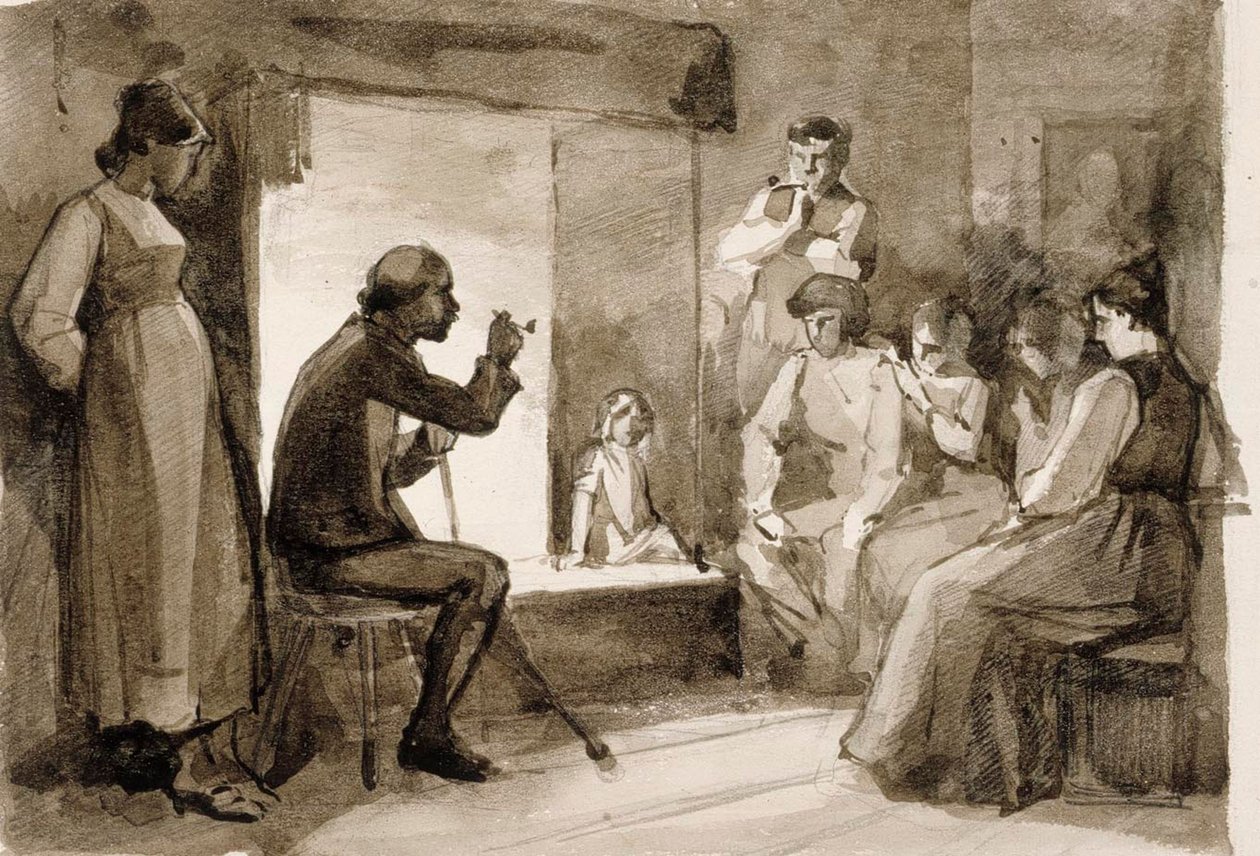 Pistols Geschichten, Kompositionsstudie II. Illustrationen für Julqvällen (Heiligabend) von J. L. Runeberg von Albert Edelfelt