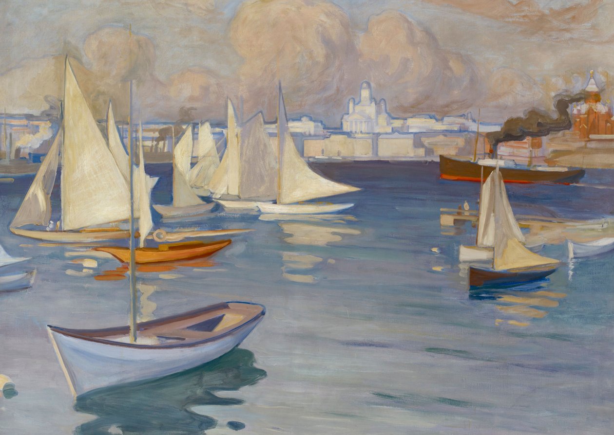 Der Nyländska Jachtklubben Hafen in Helsinki von Albert Edelfelt
