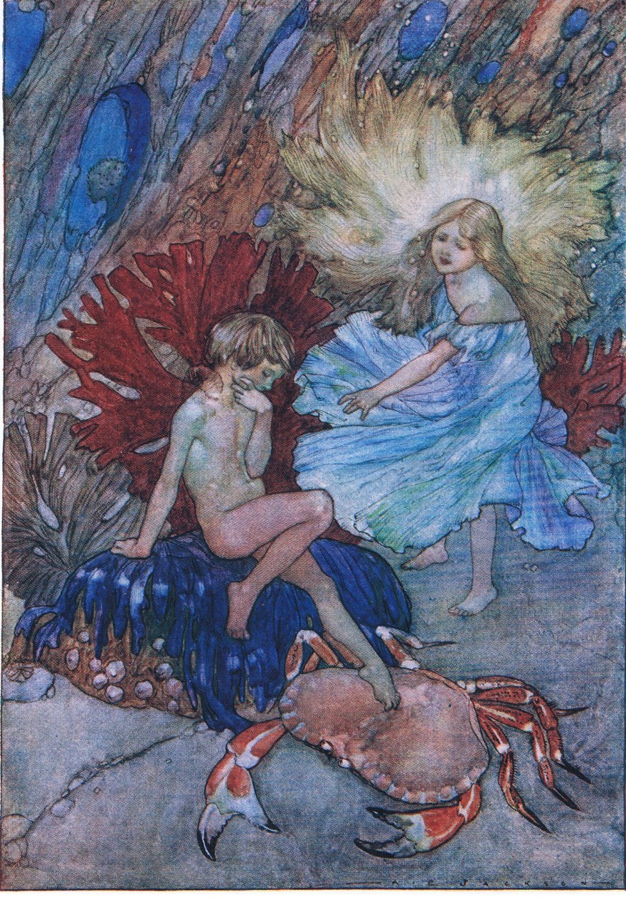 "Nein, piekse diesen armen Krebs nicht", aus The Water Babies, veröffentlicht von Humphrey Milford Oxford University Press, ca. 1930 von Albert Edward Jackson