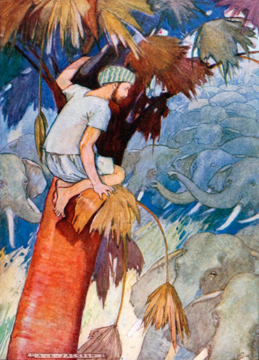 Sie näherten sich meinem Baum. "Die Elefanten näherten sich meinem Baum und umringten ihn mit ihren Rüsseln..." von Albert Edward Jackson