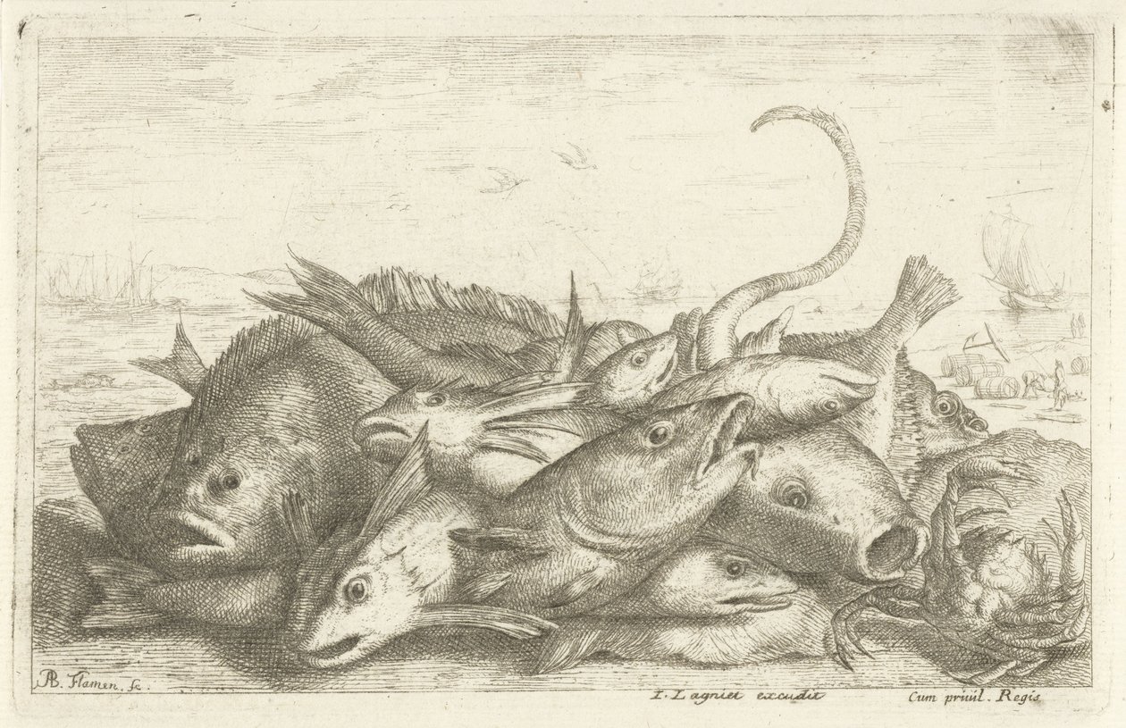Fischfang mit Krabbe von Albert Flamen