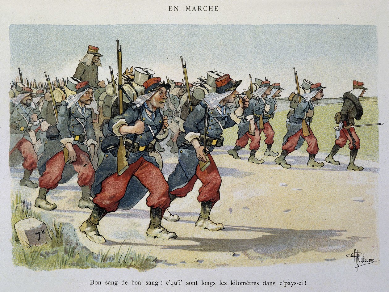 Spaziergang - Die Armee gesehen von Albert Guillaume (1873-1942), um 1900 von Albert Guillaume