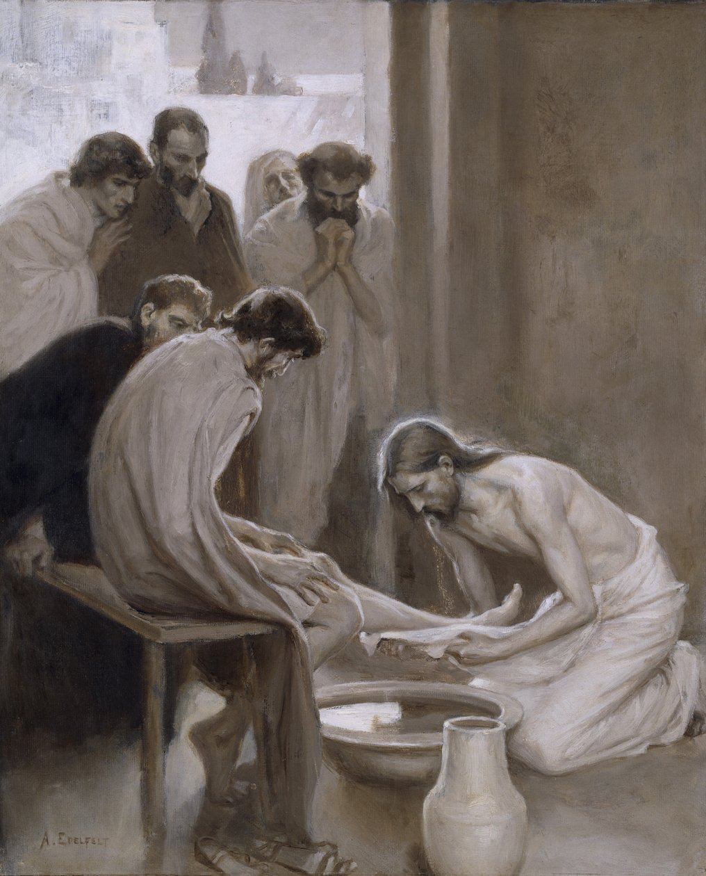Jesus wäscht seinen Jüngern die Füße, 1898 von Albert Gustaf Aristides Edelfelt