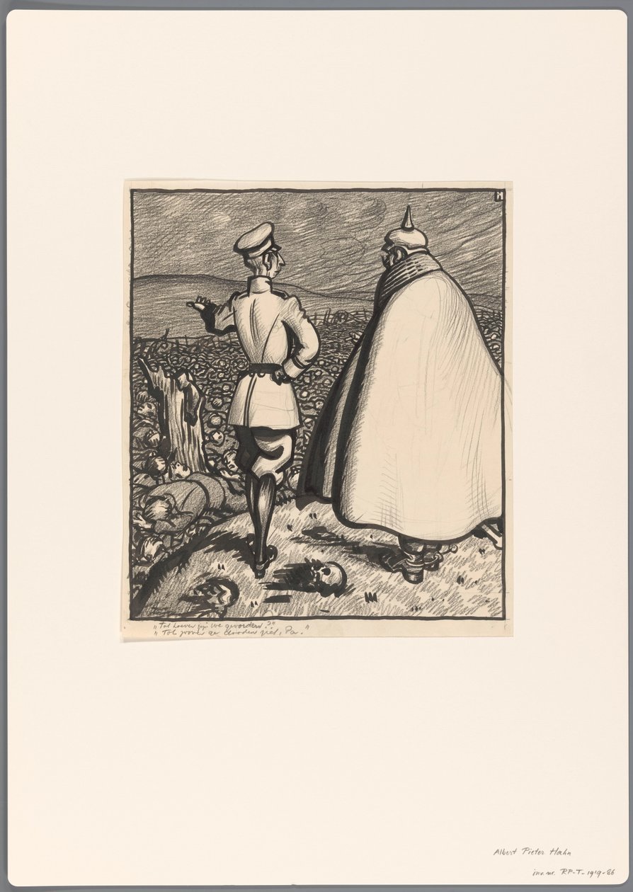 Entwurf für eine politische Karikatur über den Ersten Weltkrieg von Albert Hahn (I)