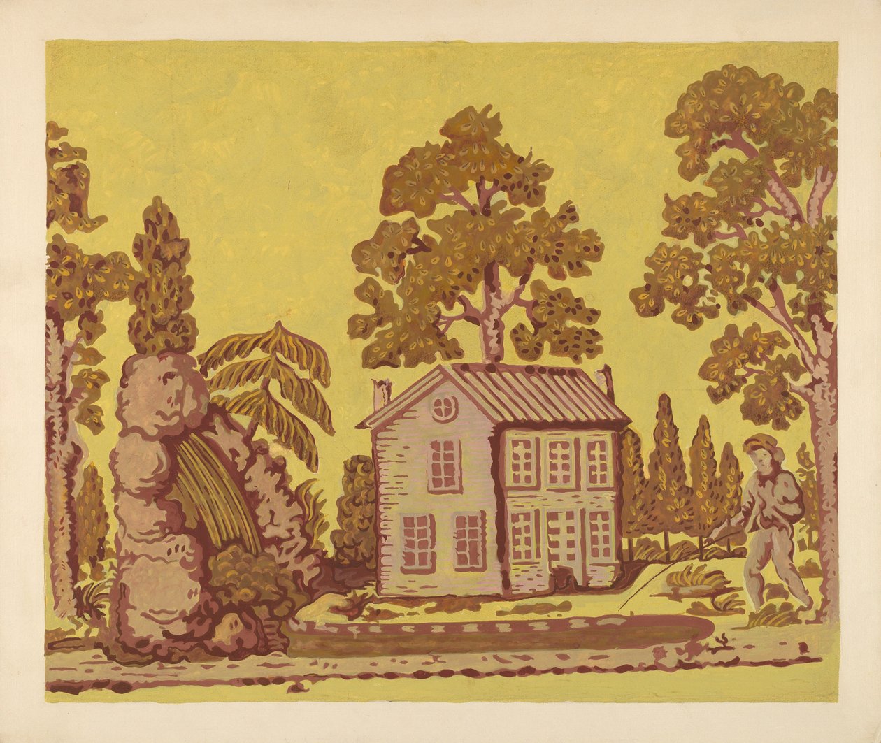 Tapete als Bandbox-Abdeckung verwendet, ca. 1937 von Albert J. Levone