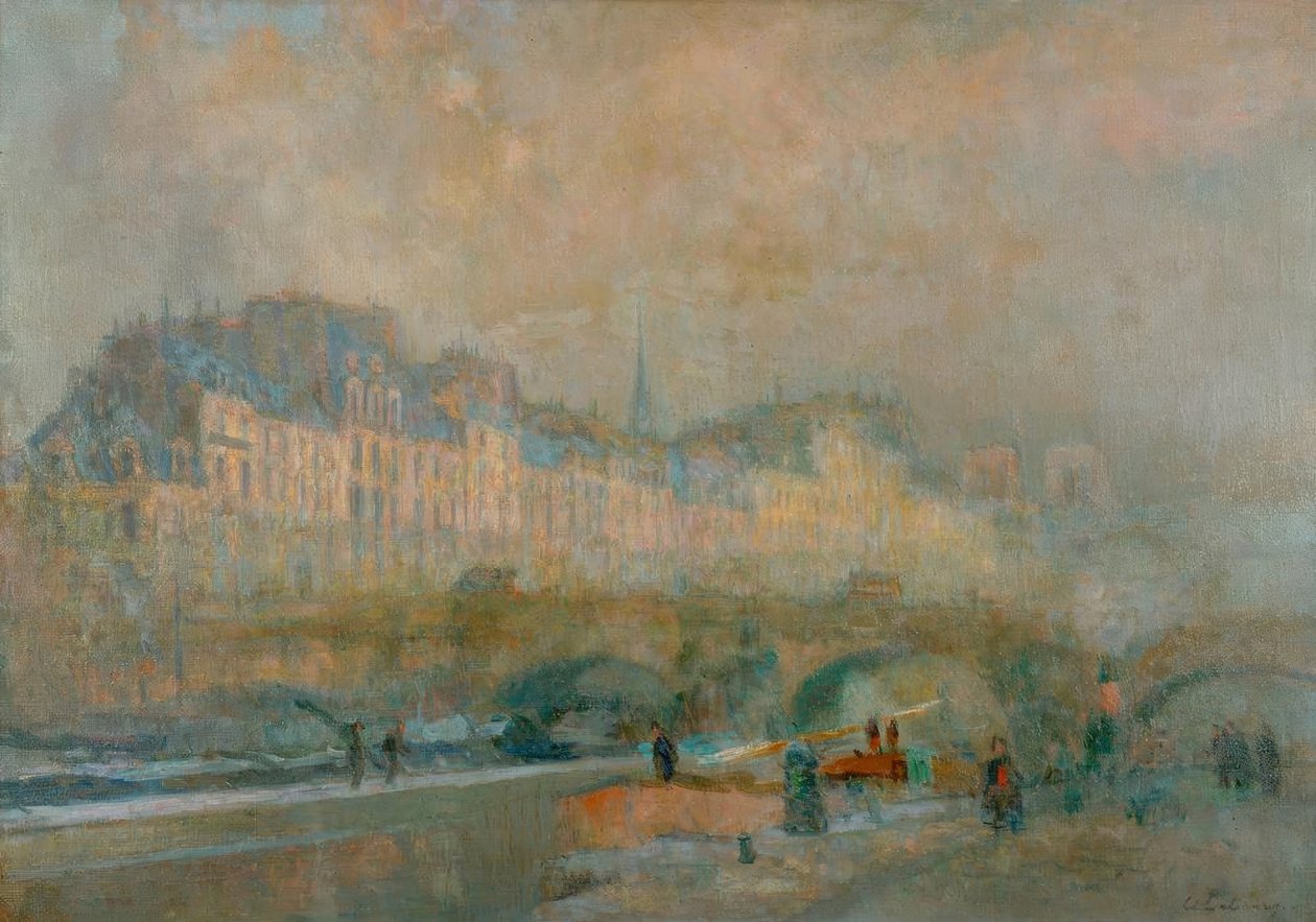 Paris, die Schleuse der Monnaie; Wintersonne, oder Blick auf die Po von Albert Lebourg
