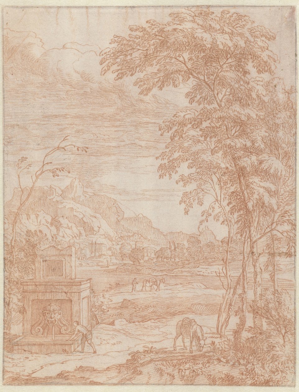 Italienische Landschaft mit einem Brunnen von Albert Meyering