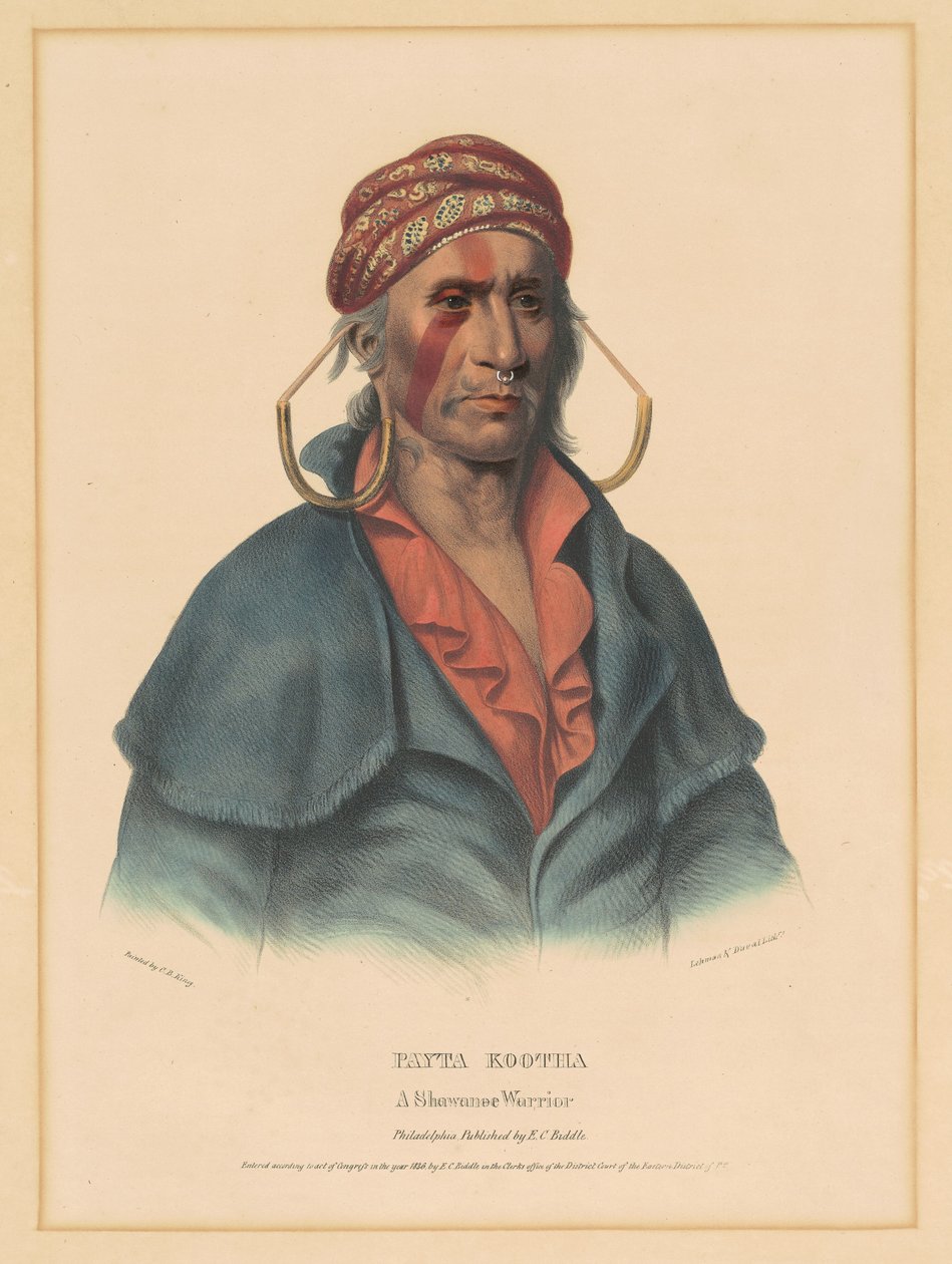 Payta Kootha, ein Shawnee-Krieger von Albert Newsam, after Henry Inman, after Charles Bird King