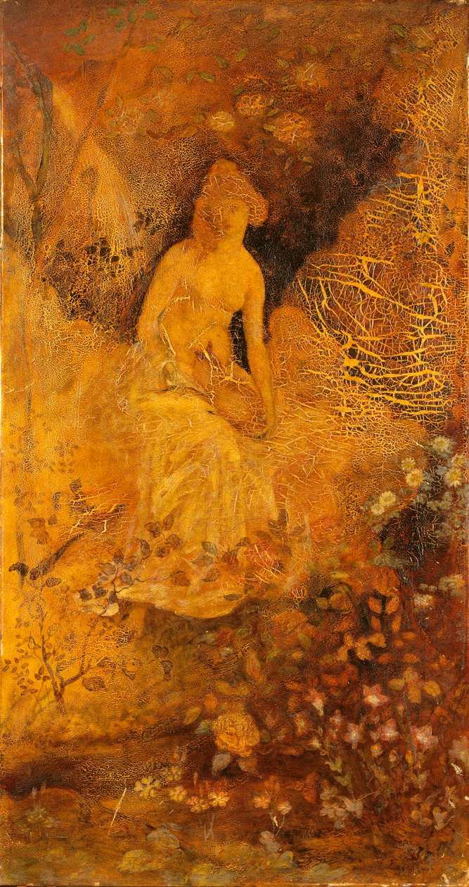 Panel für einen Bildschirm: Frau mit einem Hirsch von Albert Pinkham Ryder