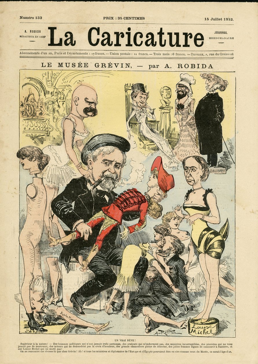 Illustration von Albert Robida (1848-1926) für das Cover von La Caricature (1880) von Albert Robida