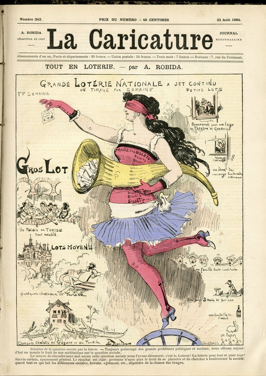 Illustration von Albert Robida (1848-1926) für das Titelblatt von The Caricature (1880) von Albert Robida