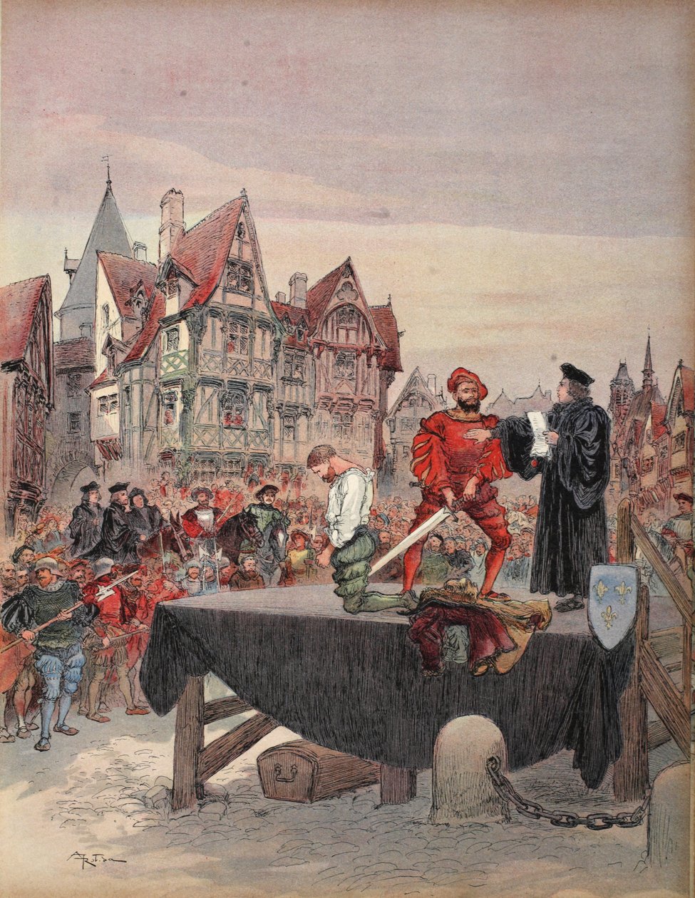 Saint Vallier auf dem Schafott begnadigt, Illustration aus 