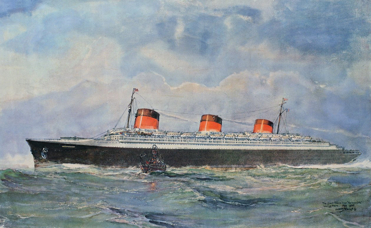 Jungfernfahrt der SS Normandie von Le Havre, 29. Mai von Albert Sébille