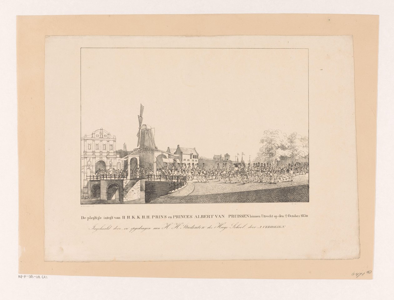 Einzug von Prinzessin Marianne und ihrem Mann Prinz Albert in Utrecht, 1830 von Albertus Verhoesen