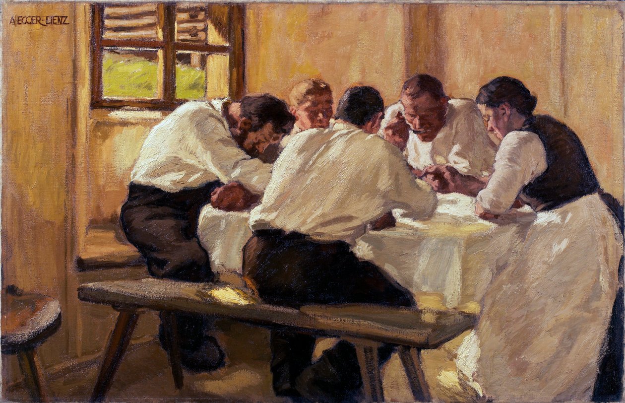 Mittagessen (Die Suppe, Version II) von Albin Egger Lienz