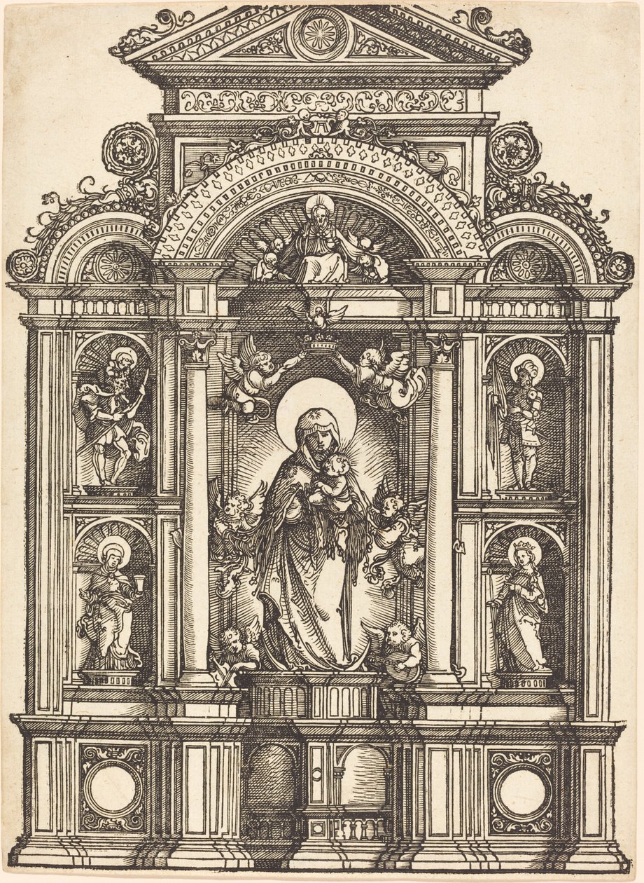 Altar mit der Jungfrau und dem Kind und den Heiligen Christophorus, Barbara, Georg und Katharina von Albrecht Altdorfer