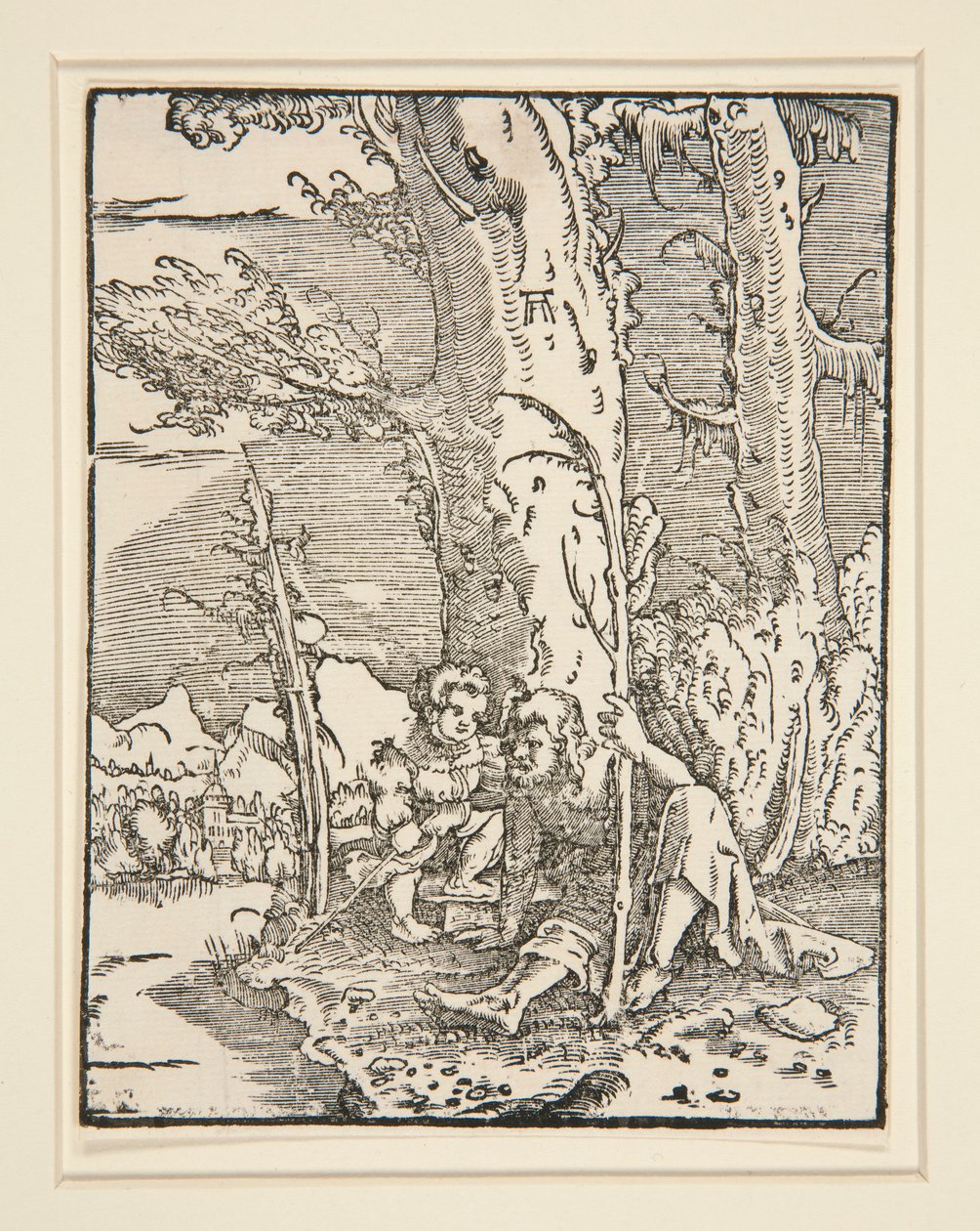 Das Jesuskind mit St. Christophorus, aus der Serie Der Fall und die Erlösung des Menschen von Albrecht Altdorfer